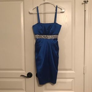 Navy Blue Rhinestone Formal Dress